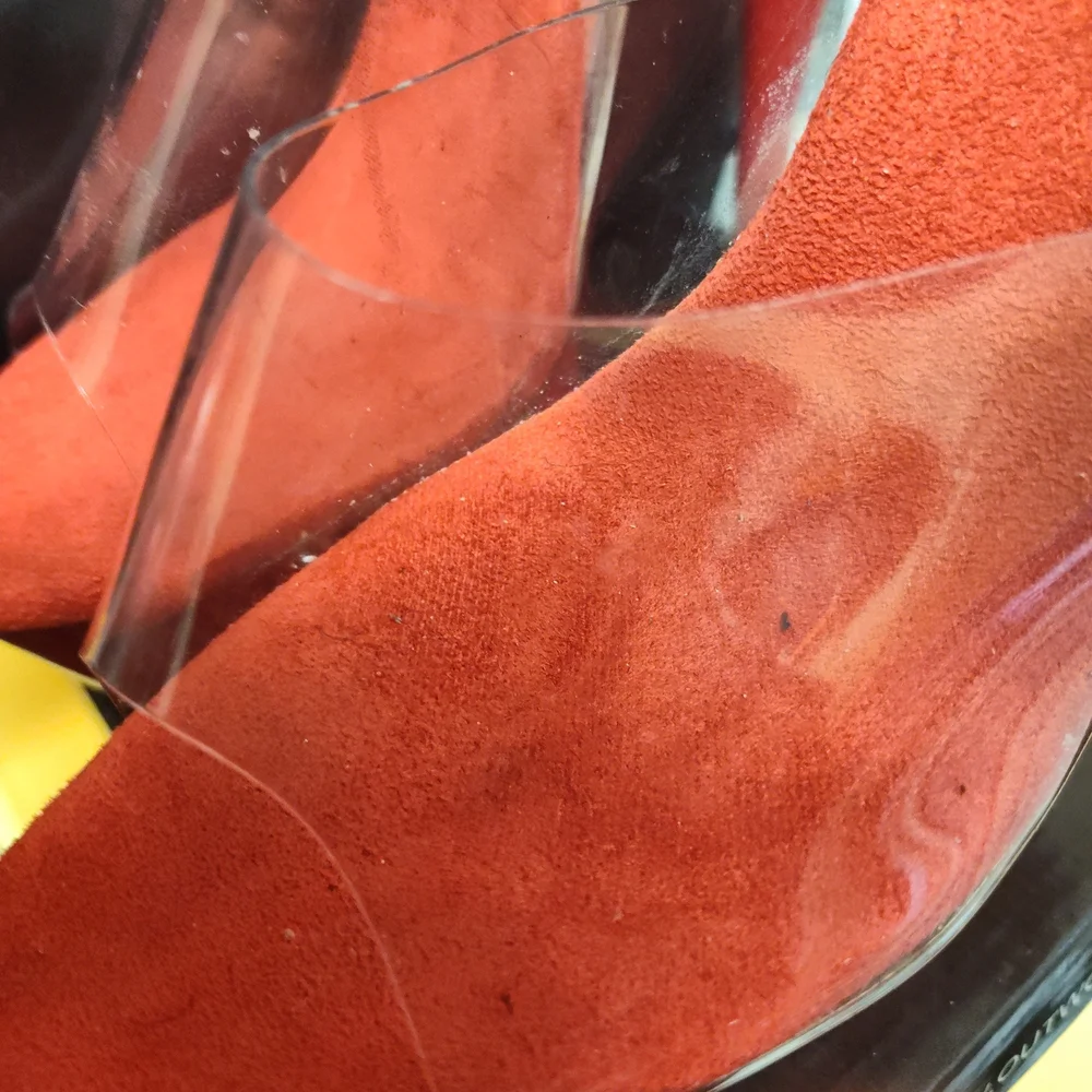 Elegant Red Stilettos with Clear Strap - Picture 6 of 8